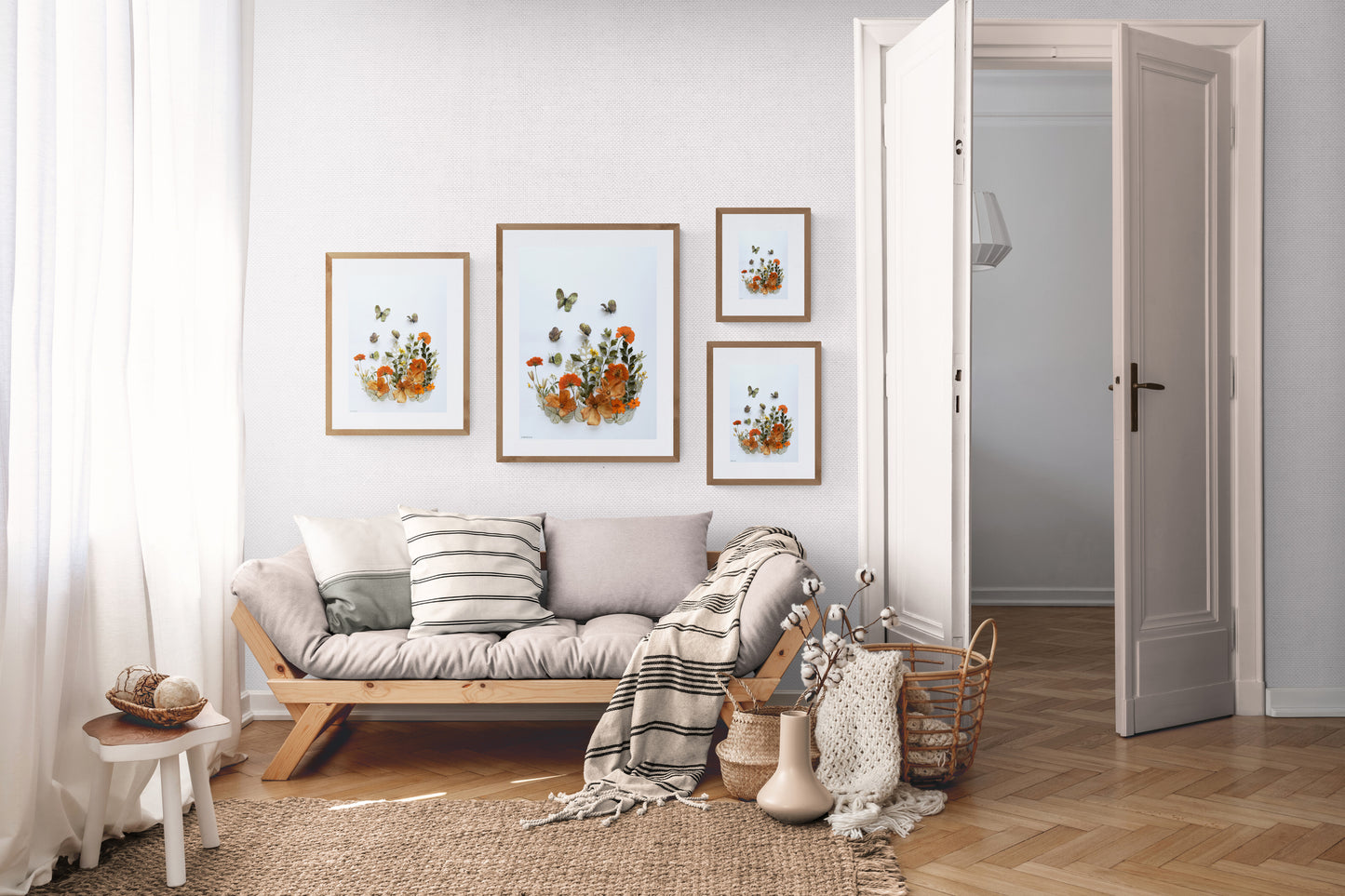 Nature Art print 'Butterflies in Orange Fields'