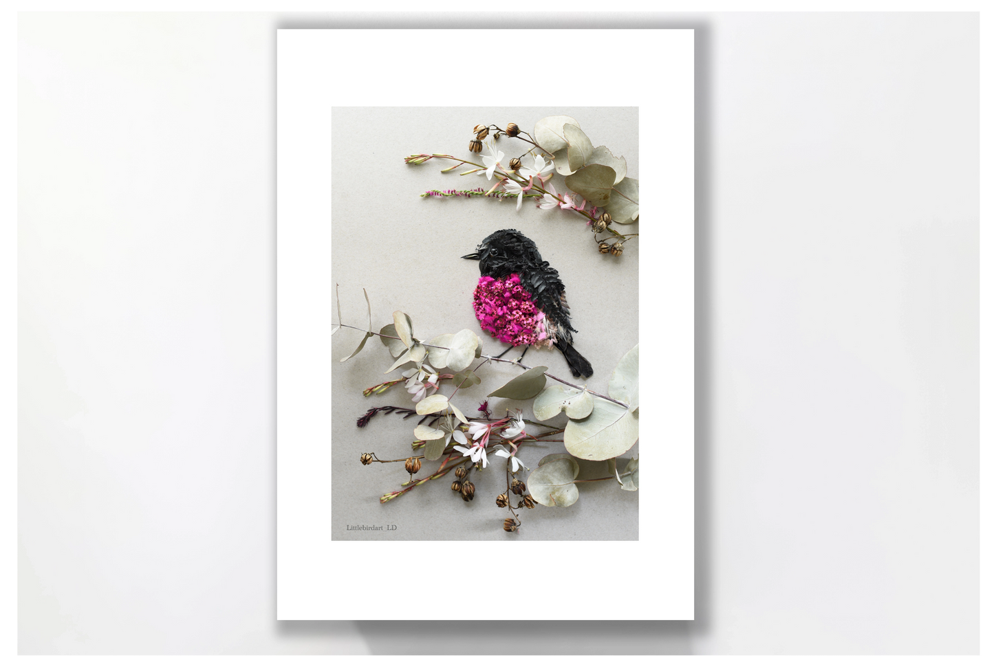 Nature Art print 'Pink Robin'