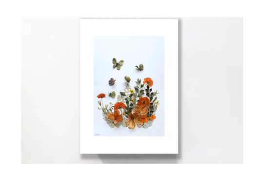 Nature Art print 'Butterflies in Orange Fields'